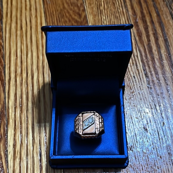 14k vintage solid unisex rose gold diamond signet ring